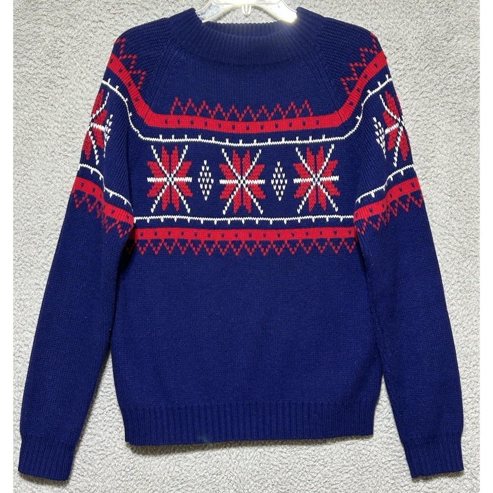 Vintage 80s JCPenney Ski Nordic Snowflake Fair Isle Acrylic Sweater Men's Medium